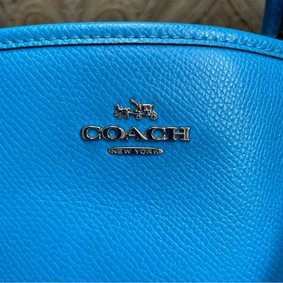 Coach Crossgrain Leather Margot Carryall Shoulder Bag Crossbody Sky Blue F34607 - Picture 3 of 16